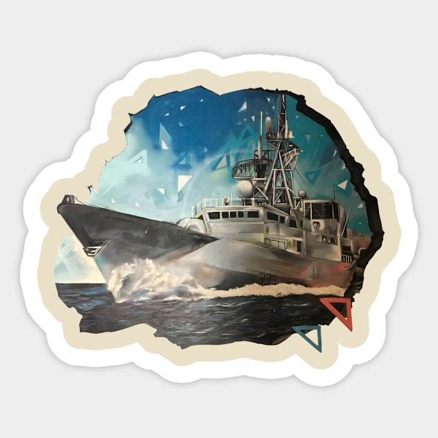 Cool Retro Marine Warship Seamen Sailors Patriot Gamer Gift Sticker by peter2art